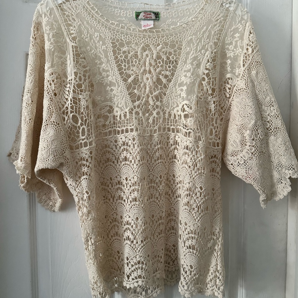 Flying Tomato Cream Lace Blouse